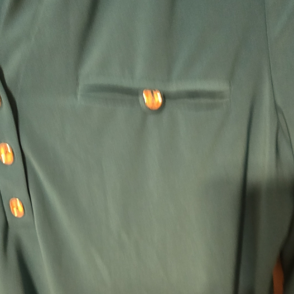 Teal Button-Up Women's Top - Picture 5 of 6